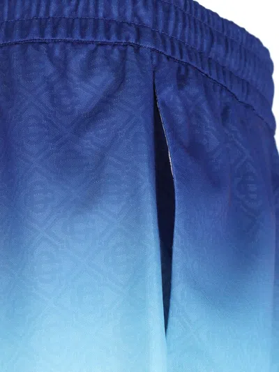 Casablanca Gradient Monogram Shorts With Elasticized Waistband In Blue