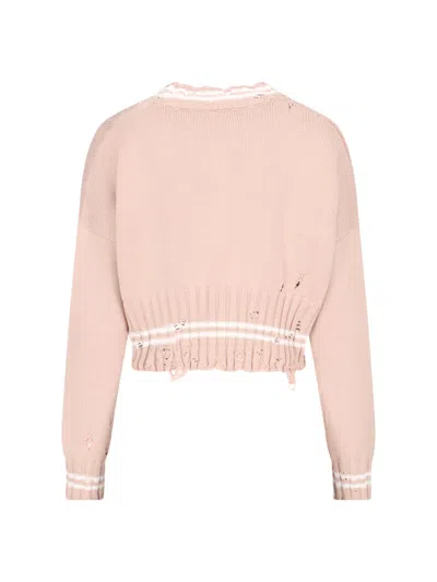 Marni Womens 00w35 Distressed Cropped Cotton-knit Jumper