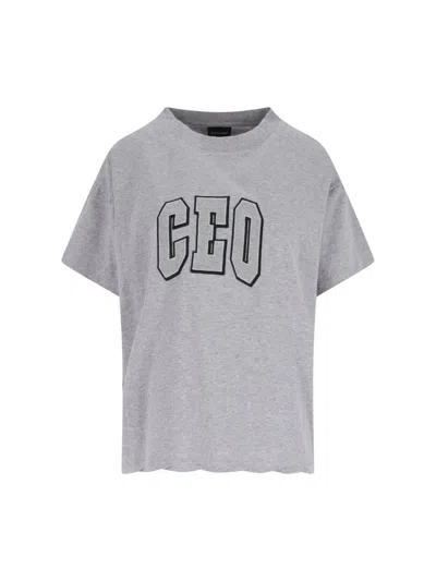 Balenciaga Ceo Asymmetrical Crewneck T-shirt In Gray