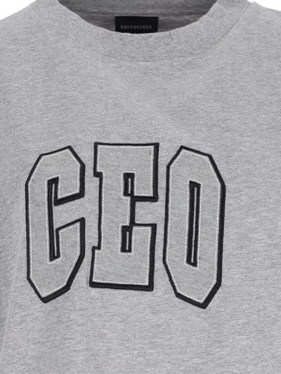 Balenciaga Ceo Asymmetrical Crewneck T-shirt In Gray