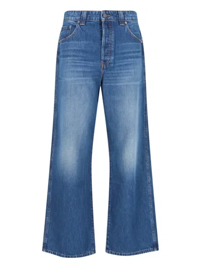 Khaite Denim Trousers With Belt Loops In Blue
