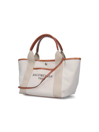 Balenciaga Sand Canvas Small Biarritz Shopping Bag In Neutral