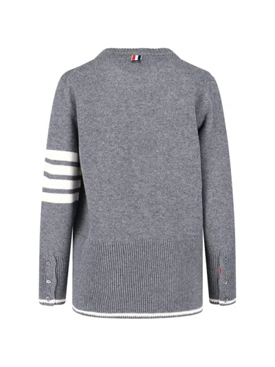 Thom Browne Geese Intarsia Boxy Virgin Wool Crewneck Sweater In Gray