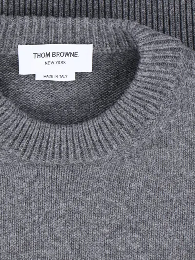 Thom Browne Geese Intarsia Boxy Virgin Wool Crewneck Sweater In Gray
