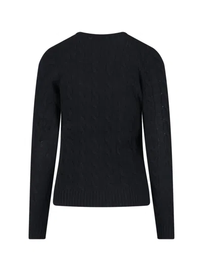 Polo Ralph Lauren Classic Cable Knit Sweater With Round Neckline In Blue