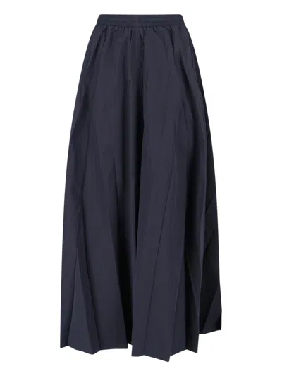 Balenciaga Elastic Waistband Midi Length Pleated Skirts In Blue
