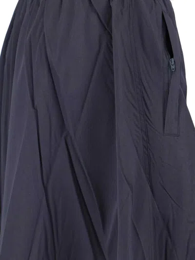 Balenciaga Elastic Waistband Midi Length Pleated Skirts In Blue