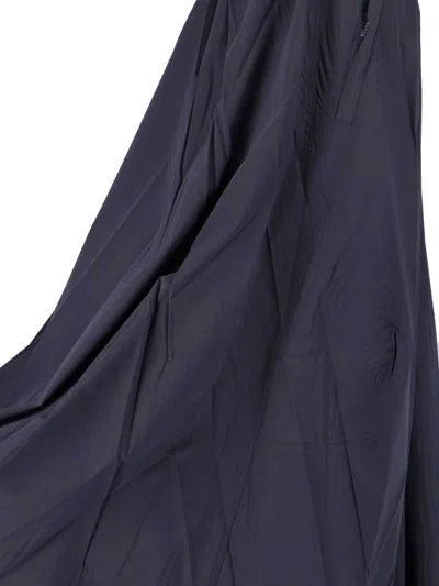 Balenciaga Elastic Waistband Midi Length Pleated Skirts In Blue