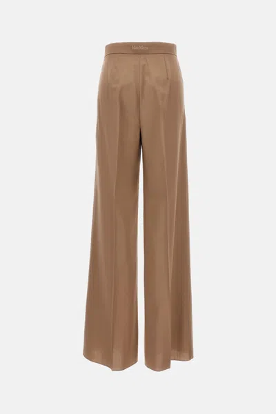 Max Mara Antiqued Silk Satin Fiesta Wide-leg Pant In Brown
