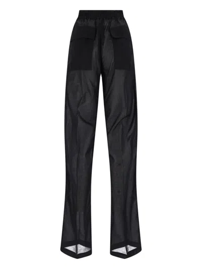 Rick Owens Wide-leg Cotton Muslin Pants With Drawstring Waist In Black