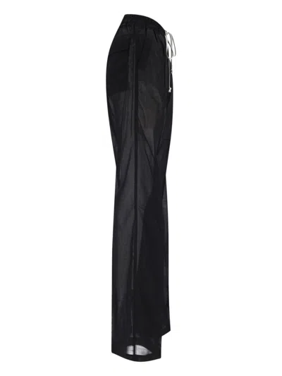 Rick Owens Wide-leg Cotton Muslin Pants With Drawstring Waist In Black