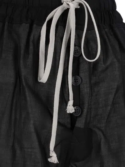 Rick Owens Wide-leg Cotton Muslin Pants With Drawstring Waist In Black