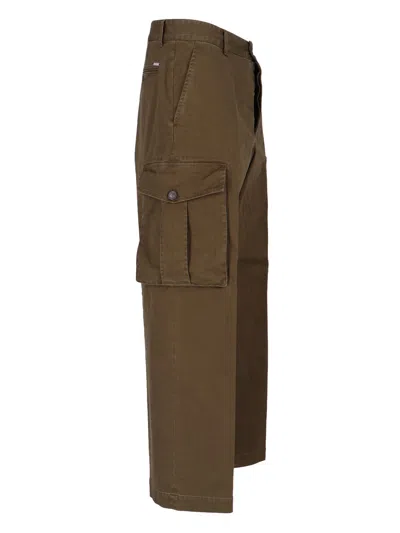 Dsquared2 Dsquared Olive Green Stretch Cotton Loose Cargo Pant In Brown