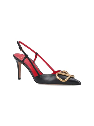 Valentino Garavani Vlogo Signature Satin Slingback Pumps 80mm Woman Black 40.5