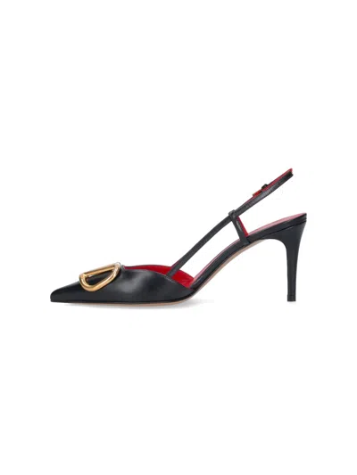 Valentino Garavani Vlogo Signature Satin Slingback Pumps 80mm Woman Black 40.5