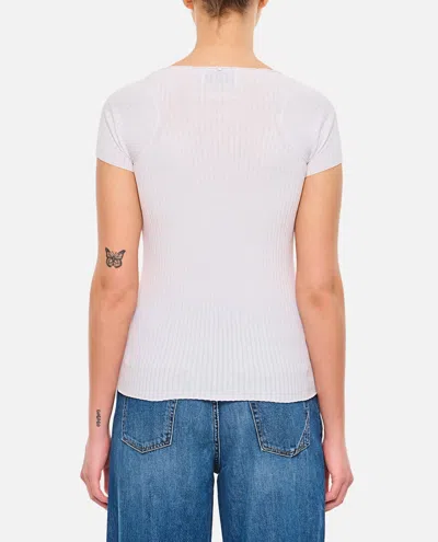 Sportmax Fitted Knitted Top With Short Sleeves In White