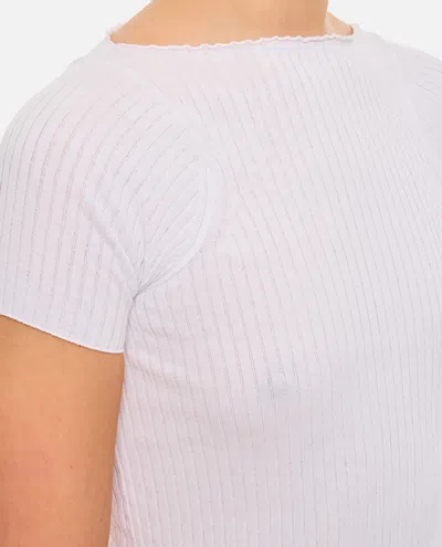 Sportmax Fitted Knitted Top With Short Sleeves In White