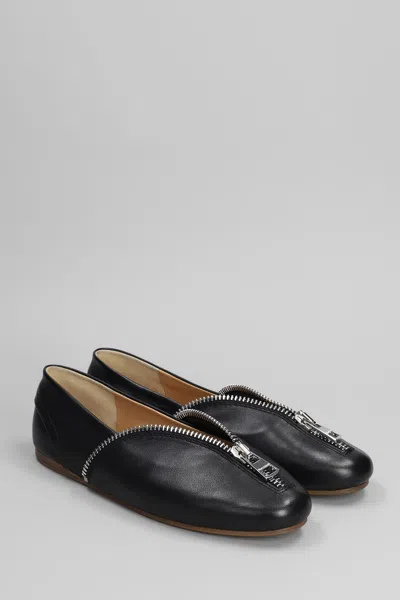 Jw Anderson Biker Ballerina Ballet Flats In Black Leather In Black