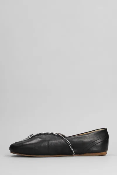 Jw Anderson Biker Ballerina Ballet Flats In Black Leather In Black