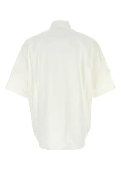 Balenciaga Cotton Poplin Shirt With Short Sleeves And Embroidered Patches In White