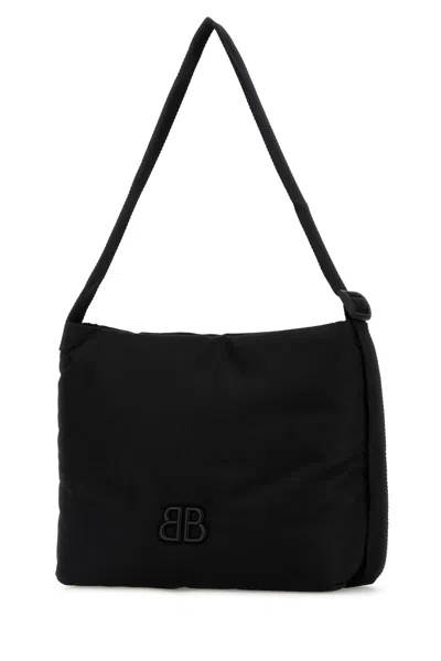 Balenciaga Black Fabric Monaco Shopping Bag In Black