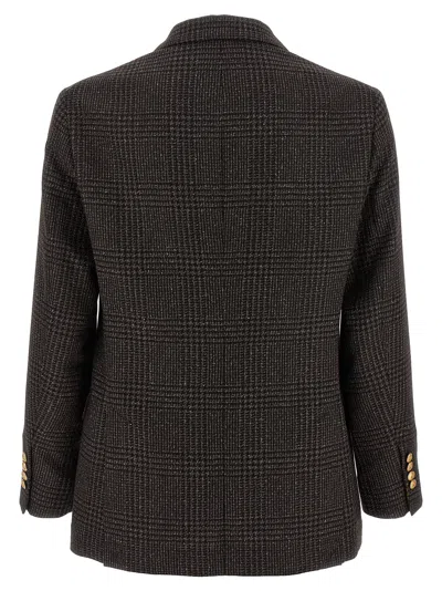 Brunello Cucinelli Prince Of Wales Blazer In Brown