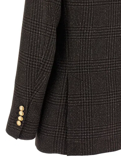 Brunello Cucinelli Prince Of Wales Blazer In Brown