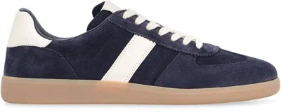 Tom Ford Archer Leather-trimmed Suede Sneakers In Blue