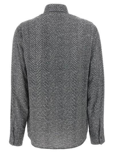 Ermanno Scervino Herringbone Shirt Adorned With Rhinestone Details In Multi