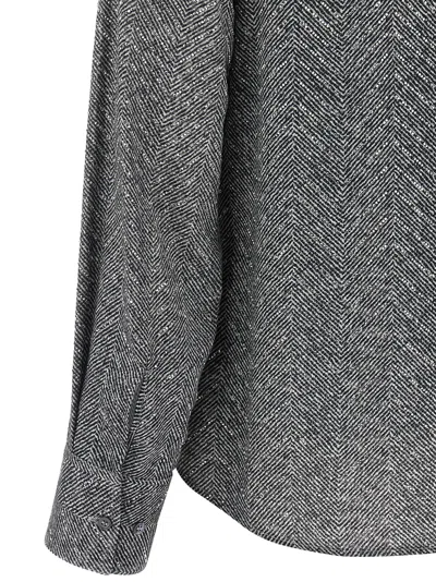 Ermanno Scervino Herringbone Shirt Adorned With Rhinestone Details In Multi