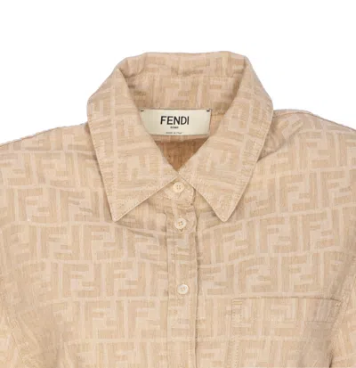Fendi Ff Logo Denim Dress In Neutral