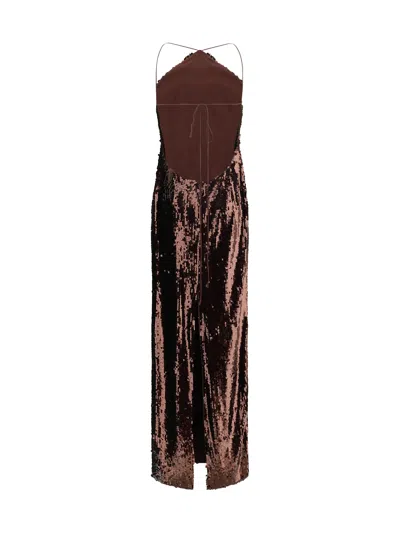 Magda Butrym Sequin Long Dress In Brown
