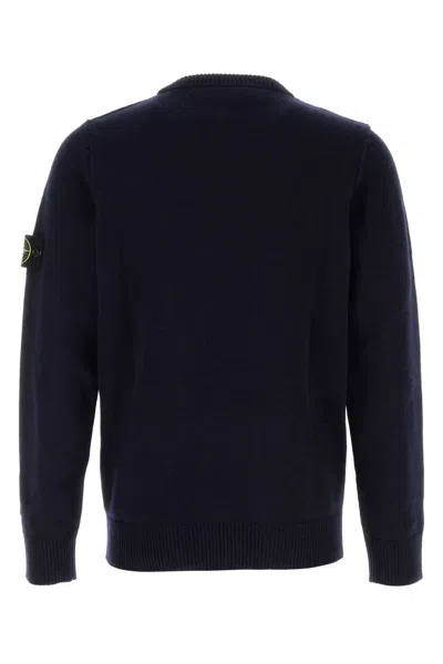 Stone Island Lightweight Wool Crew Neck Pullover In Blue
