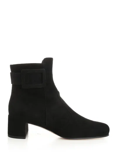 Roger Vivier Trs Vivier Suede Ankle Boots In Black