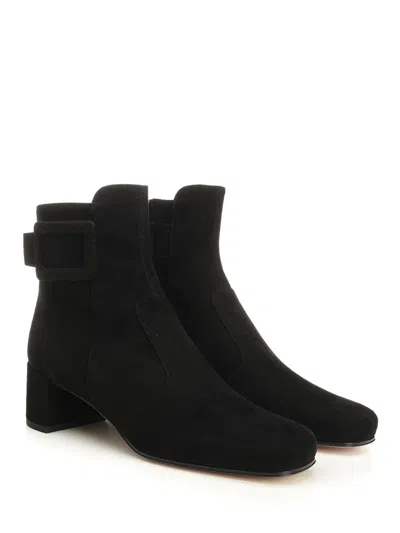 Roger Vivier Trs Vivier Suede Ankle Boots In Black