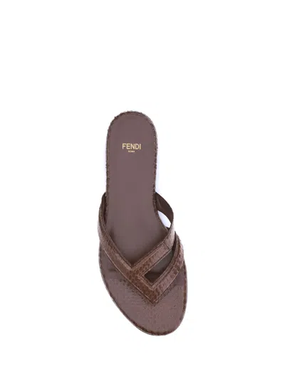 Fendi Women Infradito Ayers Sandals In Burgundy