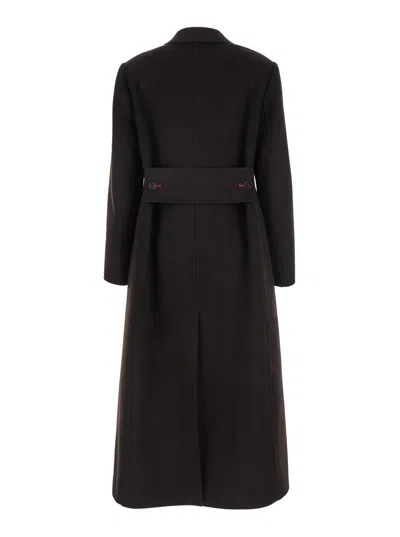 Victoria Beckham Brown Double-breasted Coat In Wool And Cashmere In Brown