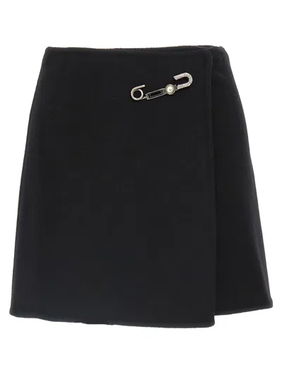 Ermanno Scervino Elegant Skirt Made From Virgin Wool Featuring Jewel Details