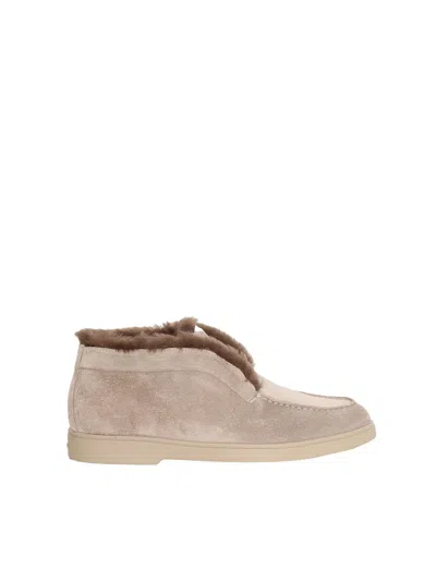 Santoni Dove Grey Suede Ankle Boots