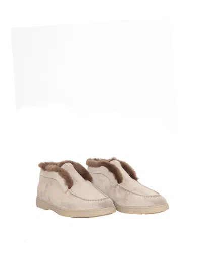 Santoni Dove Grey Suede Ankle Boots