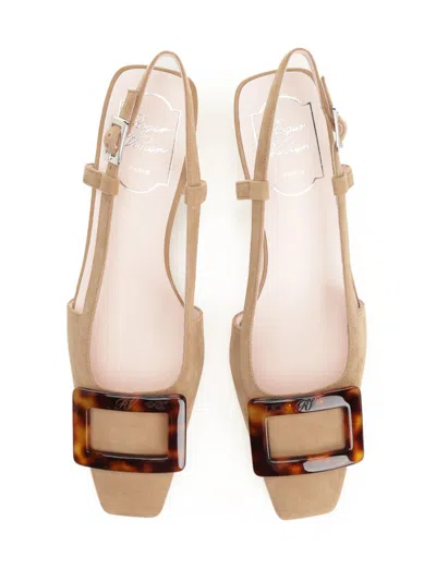 Roger Vivier Slingback Shoes With Oversized Buckle Detail In Pink