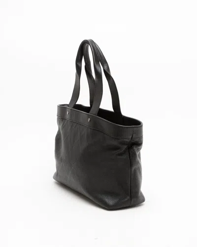 Pre-owned Chanel Perforated Coco Mark Tote Bag In Black