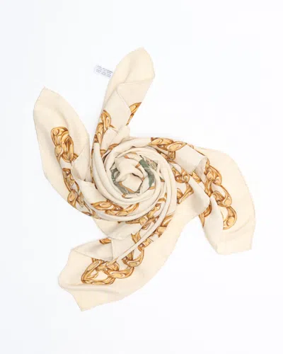 Pre-owned Chanel 90 Floral Silk Scarf In Sand