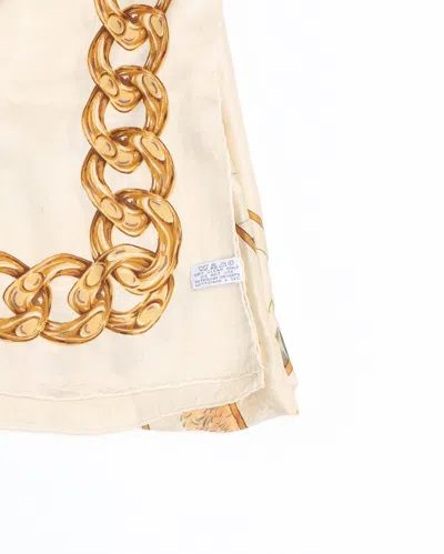 Pre-owned Chanel 90 Floral Silk Scarf In Sand
