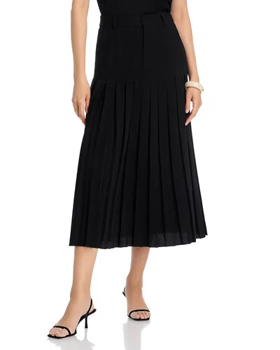 Cinq À Sept Bane Crepe Placed Pleat Midi Skirt In Black
