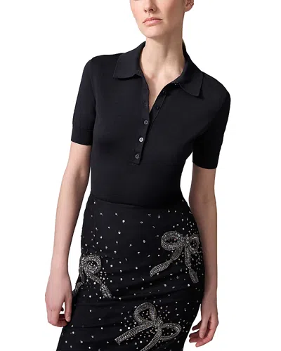 Carolina Herrera Short Sleeve Polo Top In Black