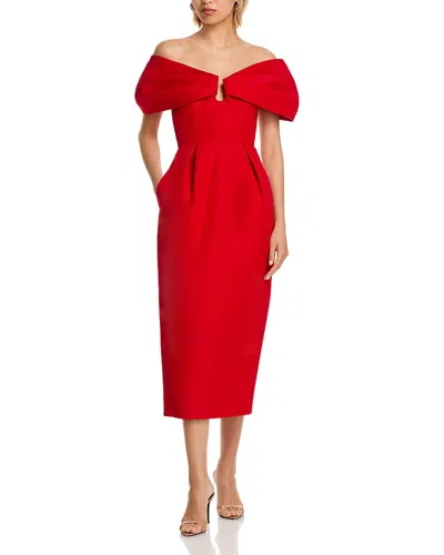 Carolina Herrera Silk Off-the-shoulder Column Dress In Red