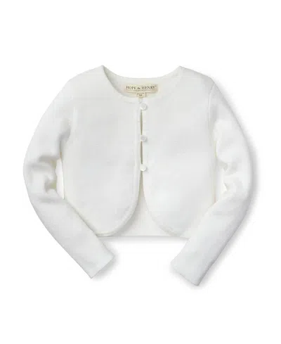 Hope & Henry Baby Girls' Organic Cropped Curved Hem Cardigan - Baby In Gray