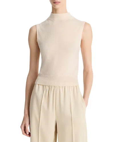 Vince Sleeveless Mock-neck Top In Neutral