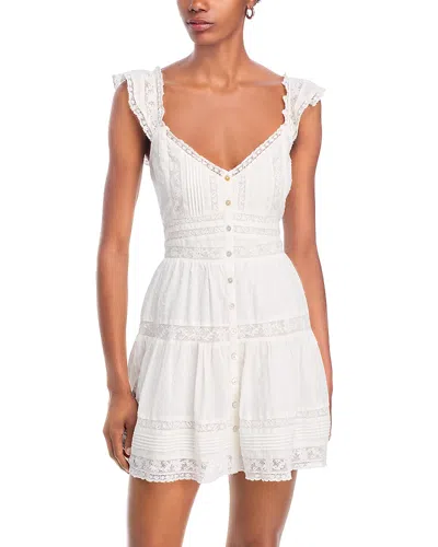 Loveshackfancy Rietta Lace Inset Cotton Button-up Minidress In White